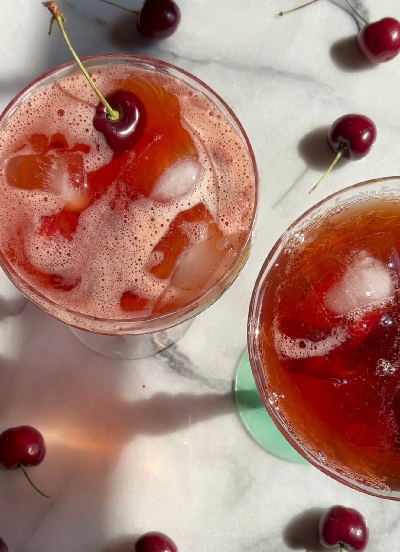 Saffron cherry smash summer cocktail
