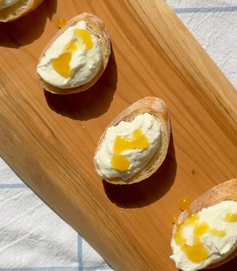 Whipped ricotta crostini with saffron infused honey recipe