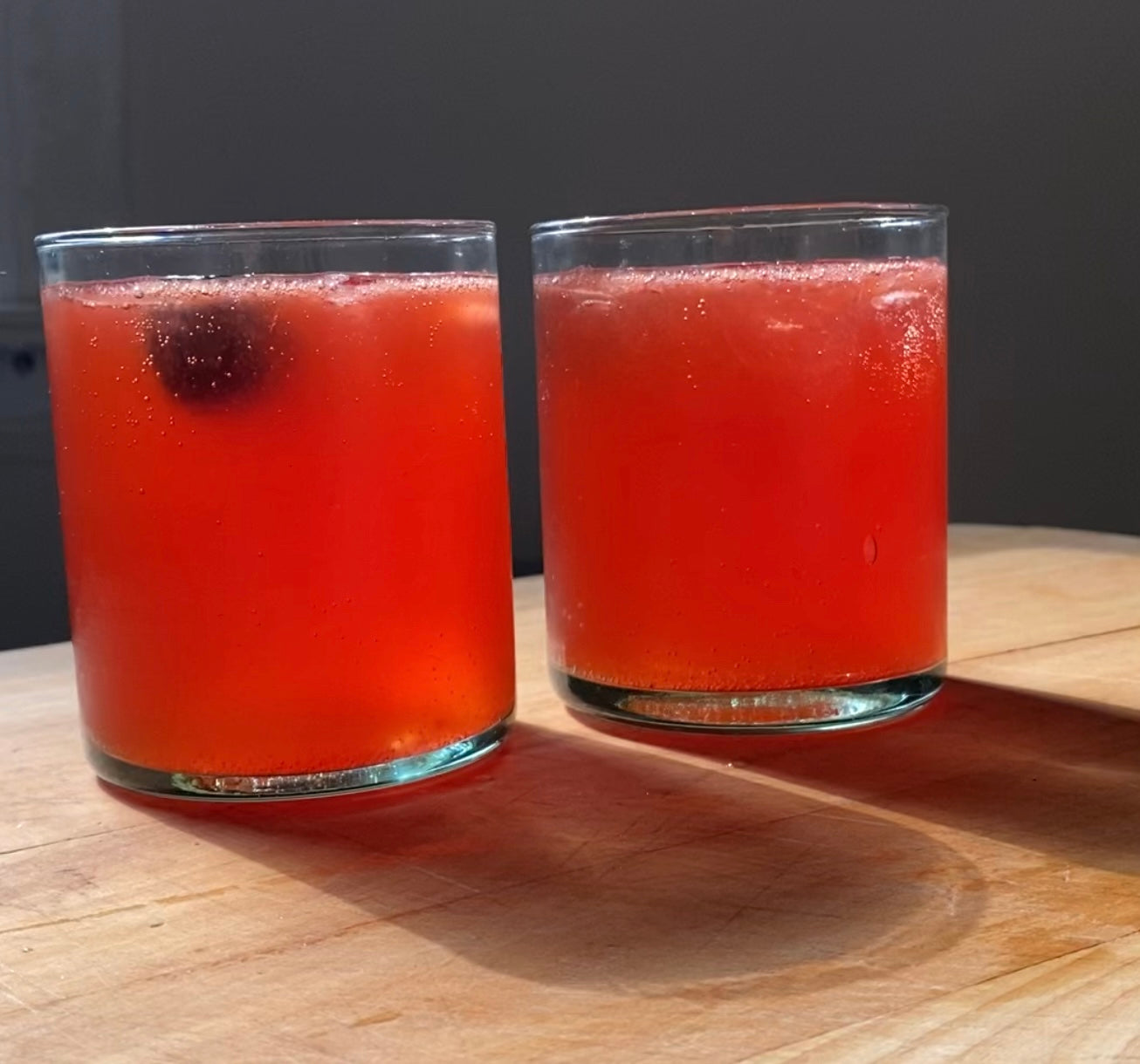 Blackberry saffron spritz using Vermont-grown saffron, local fruit