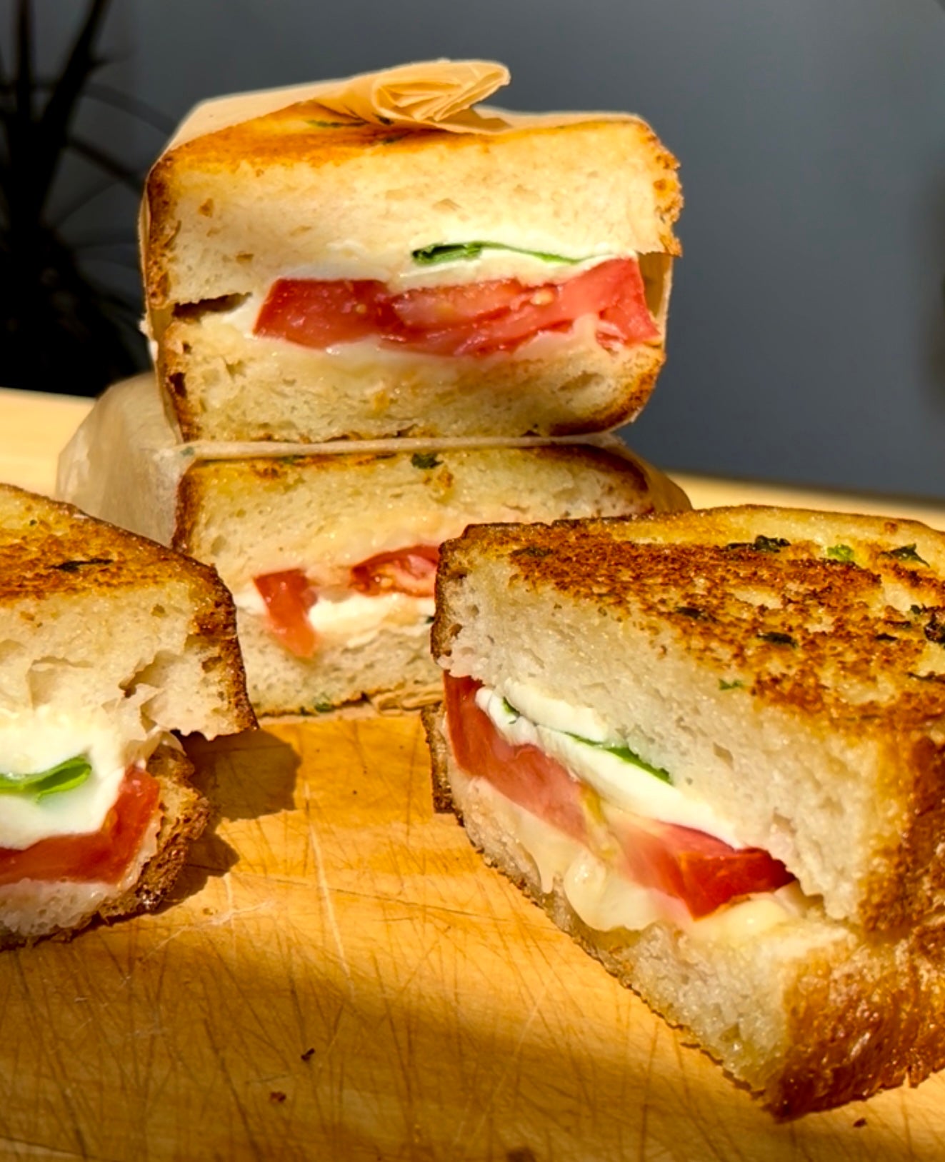 Garlic Bread Caprese Grilled Cheese