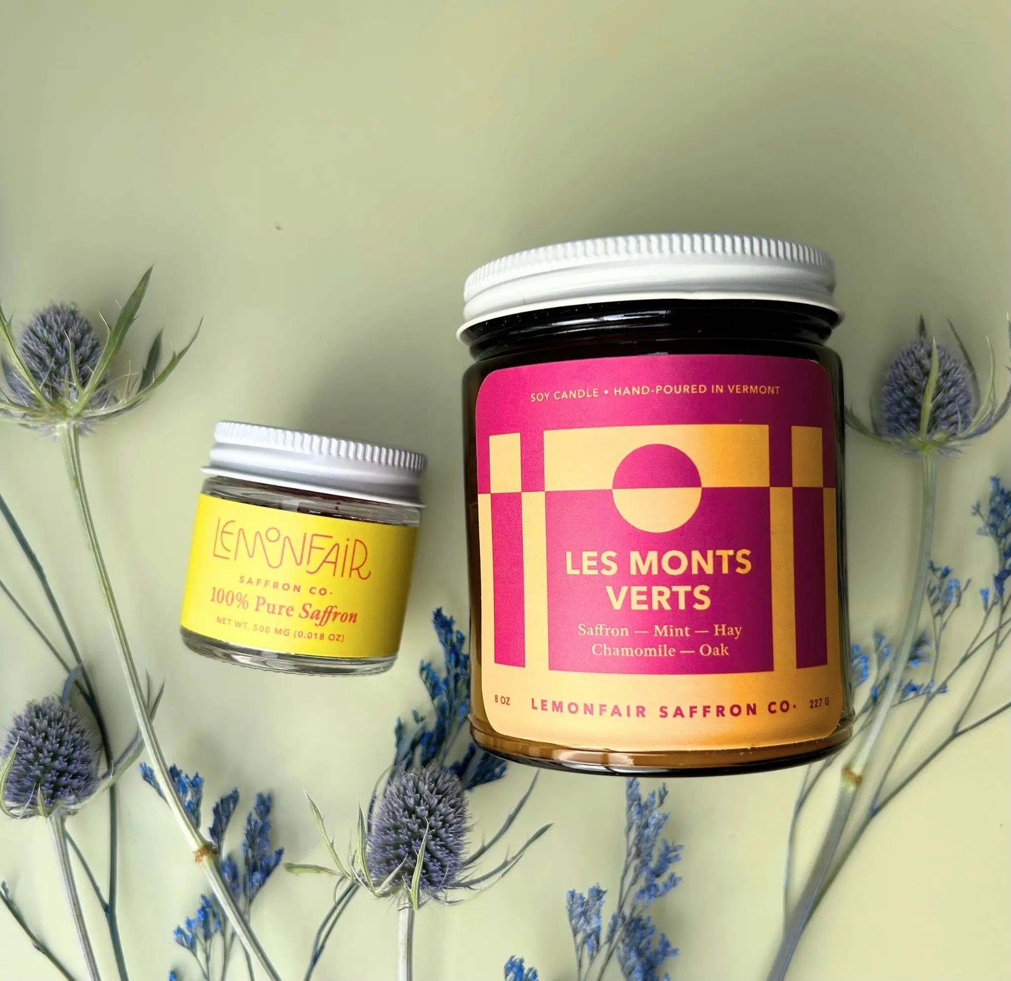 Gift Pack with Vermont-grown saffron and saffron-scented candle - Lemonfair Saffron Co.